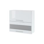 Meuble haut de cuisine bellissi blanc brillant 2 portes relevables avec vitre opaque l 80 cm - cuisineandcie ...
