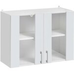 Meuble haut de cuisine eco blanc brillant 2 portes vitrées l 80 cm - cuisineandcie Meuble haut de cuisine eco blanc brillant 2 portes vitrées l 80 cm - cuisineandcie