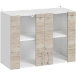 Meuble haut de cuisine eco noyer blanchi 2 portes vitrées l 80 cm - cuisineandcie Meuble haut de cuisine eco noyer blanchi 2 portes vitrées l 80 cm - cuisineandcie