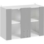 Meuble haut de cuisine eco gris brillant 2 portes vitrées l 80 cm - cuisineandcie Meuble haut de cuisine eco gris brillant 2 portes vitrées l 80 cm - cuisineandcie