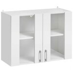 Meuble haut de cuisine eco blanc 2 portes vitrées l 80 cm - cuisineandcie Meuble haut de cuisine eco blanc 2 portes vitrées l 80 cm - cuisineandcie