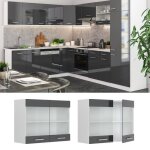 Meuble de cuisine haut vitré r - line 80 cm anthracite haute brillance vicco Meuble de cuisine haut vitré r - line 80 cm anthracite haute brillance vicco