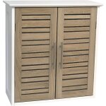 Meuble haut de salle de bain ideko - double vasque - blanc / chêne vieilli Meuble haut de salle de bain ideko - double vasque - blanc / chêne vieilli