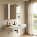 Meuble haut de salle de bain murale 1 porte miroir 13 x 50 x 60 cm style moderne blanc