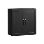 Meuble haut salle de bain suspendue - noir - sobuy - frg231 - sch - 2 portes - etagre ajustable - laqu ...