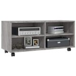 En soldes - meuble hi - fi - gris - armoire tv - meuble tv - pour maison - sur roulettes sonoma gris ...