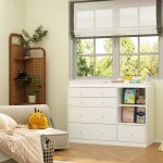 Commode � langer avec 5 tiroirs et 2 compartiments table � langer pour b�b� 120x50x91. 5 blanc