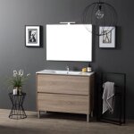 Meuble avec lavabo � poser 100 cm ch�ne laguna