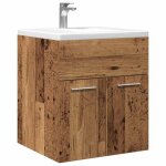 Meuble lavabo de salle de bain - meuble sous vasque - meuble de rangement et d�tag�re vieux bois bois ...