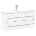 Meuble - lavabo de salle de bain - vidaxl - 100x385x48 cm - blanc - vasque en c�ramique - trop - plein ...