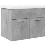 Meuble - lavabo avec vasque int�gr�e - vidaxl - gris b�ton - 60x385x46 cm - bois ding�nierie - vasque ...