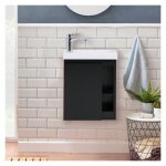 Meuble lave - mains noir vasque blanche hampton Meuble lave - mains noir vasque blanche hampton