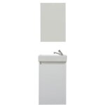 Meuble lave mains + vasque + miroir - dcor blanc - l40 x p22 x h68 cm - trendteam