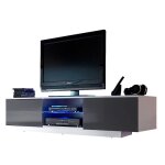 Meuble led suspendu ou pos tv giorgio blanc mat et gris laqu 160 cm