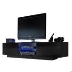 Meuble led suspendu ou pos tv giorgio noir mat et noir laqu 160 cm