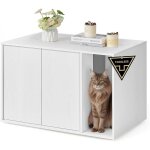 Meuble liti�re chat avec porte push assemblage sans outils cache - liti�re moderne blanc