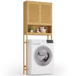 Meuble machine � laver - bealife colonne salle de bain pour wc - 2 portes - 1 �tag�re ouvert - �tag�re ...