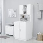 Meuble pour machine à laver - homiuse - blanc - 2 portes - rangement ustensiles de lessive Meuble pour machine à laver - homiuse - blanc - 2 portes - rangement ustensiles de lessive