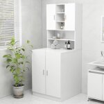 Meuble de machine  laver maison - armoire wc salle de bain - blanc 705x255x90 cm