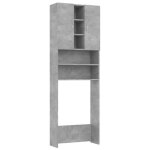 Meuble pour machine  laver meuble de salle de bain eleganter - meuble wc gris bton 64x255x190 cm