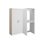Meuble pour machine � laver et s�che - linge avec colonne double porte - naturel clair et blanc - l156 ...