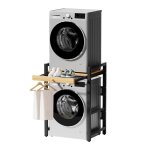 Meuble machine � laver et seche linge superposition lave linge seche linge avec porte - serviettes noir73x63x1 ...