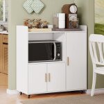 Meuble micro onde - puluomis - buffet de cuisine � roulettes - 90 x 40 x 96 cm - blanc