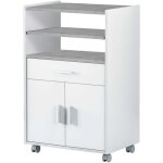 Meuble micro - ondes tidy - blanc artik bton - 2 portes + 1 tiroir - l92 x h59 x p40 cm