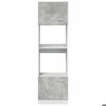 Meuble micro - ondes - wiens - gris b�ton - 60x57x207 cm - bois ding�nierie - grand espace de rangement ...