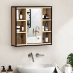 Modenuit armoire mural salle de bain 60x16x58. 5 cm avec miroir 6 niches 3 niveaux en m�tal et bois couleur ...