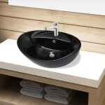 Meuble - monde contemporain vasque ovale  trou trop - plein - robinet cramique pour salle de bainhome ...
