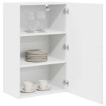 Meuble mural de cuisine - vidaxl - blanc brillant - 50x31x80 cm - bois ding�nierie - 3 �tag�res - 1 porte ...