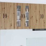Meuble mural de cuisine - vidaxl - ch�ne artisanal - 60x31x80 cm - bois ding�nierie - 3 �tag�res - 2 ...