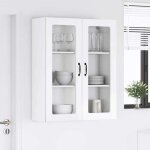 Meuble mural de cuisine - wiens - blanc brillant - 80x31x100 cm - bois ding�nierie - 2 portes � charni�res ...
