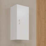 Meuble mural de salle de bains � porte unique r�versible blanc brillant easy