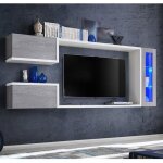 Meuble mural tv urko couleur blanc et gris cemento (23m) Meuble mural tv urko couleur blanc et gris cemento (23m)
