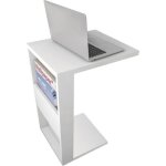 Meuble bout de canap - end - blanc - 2 niches - l 36 x h 68 cm - finition laque