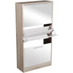 Meuble range chaussures - bois - miroir - 3 compartiments - 20 paires Meuble range chaussures - bois - miroir - 3 compartiments - 20 paires