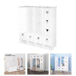 Meuble rangement - bonachat - 16 cabines vetement armoires penderie + 4 cubes chaussures