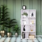 Meuble de rangement 8 compartiments pr�sentoir blanc