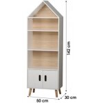 Meuble de rangement bibliothèque enfant forme maison 4 etagères et 2 portes 50 x 30 x h. 142 cm Meuble de rangement bibliothèque enfant forme maison 4 etagères et 2 portes 50 x 30 x h. 142 cm