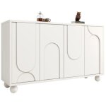 Meuble rangement blanc moderne 120x35x71cm avec plateau r�glable buffet salon salle � manger design �pur� ...
