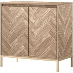Meuble de rangement buffet avec 2 portes � chevrons �tag�re r�glable et pieds en acier dim. 78 x 40 x ...