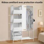 Meuble de rangement pour chambre � coucher - blanc - armoire de dressing - 4 bacs de rangement en tissu ...