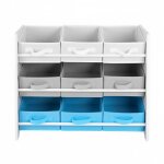 Meuble de rangement pour chambre d?enfant 9 paniers spacieux en tissu �tag�re � jouets blanc avec motif ...