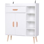 Meuble de rangement design scnadinave dim. 80l x 30l x 96h cm 4 niches placard 2 portes tagre tiroir ...