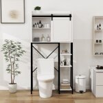 Meuble de rangement au - dessus des toilettes avec porte coulissante et �tag�re r�glable maisentiel