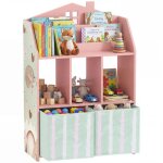 Meuble rangement enfant - aiyaplay - biblioth�que - �tag�res ouvertes et 2 tiroirs en tissu - mdf - 625 ...