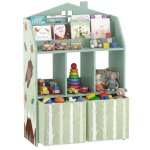 Meuble rangement enfant - aiyaplay - biblioth�que - �tag�res ouvertes et 2 tiroirs en tissu - mdf - 625 ...