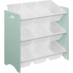 Meuble de rangement pour enfant avec 9 casiers. vert cladon - tobias - mdf dcor bois naturel. 64x29. ...